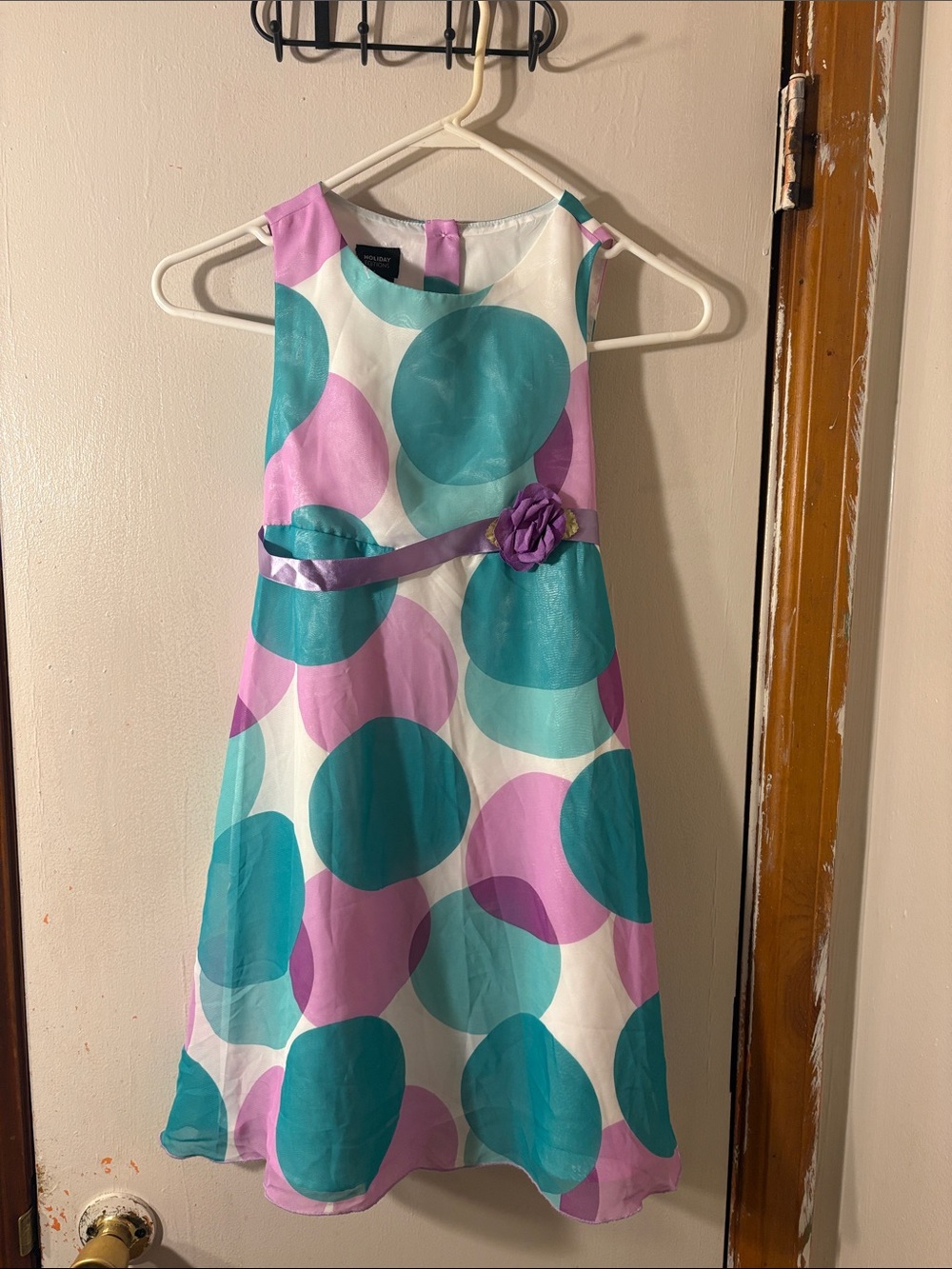 Holiday Editions Pink & Teal Polka Dot Party Dress